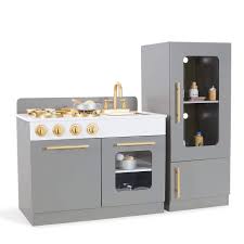Kitchen toys and playsets can really engage your little one to use their imagination. Kids Gourmet Toy Kitchenset Wooden Toy Stove Toddler Wood Fridge Hip Kids