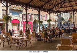 France Lot Figeac Restaurant Terrace Under Carnot Square Covered Market Stock Images Stock Photos Photo Stock Images