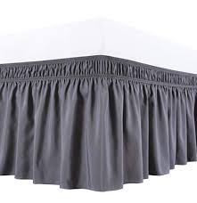 Hides your box spring and underneath storage too. Biscaynebay Wrap Around Bed Skirts Elastic Dust Ruffles Easy Fit Wrinkle And Fade Resistant Silky Luxrious Fabric Solid Color Dark Grey For King And California King Size Beds 15 Inches Drop Buy