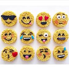 Birthday Decorated Rice Krispie Treats Emoji Rice Krispie Treats Emoji Party Emoji Birthday Party Emoji Birthday
