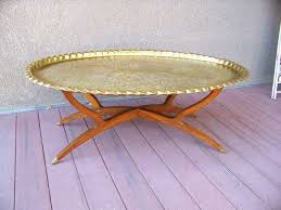 Only 1 available and it's in 2 people's carts. 46 Oval Moroccan Brass Tray Table Antique Turkish Ottoman Empire Persian Engraved Teak Legs Kagan Style Brass Tray Table Tray Table Brass Tray