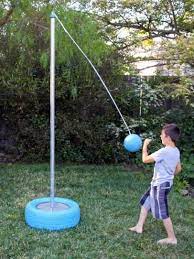 How To Make A Backyard Tetherball Set Backyard Games Diy Diy Playground Backyard Fun
