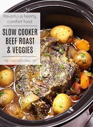 Brown on all sides in a large skillet over high heat, about 4 minutes per side. Slow Cooker Beef Roast With Potatoes And Carrots The Toasty Kitchen