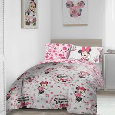 Cute cartoon mouses in different poses with floral elements. Minnie Mouse Floral Wink Bedding Set