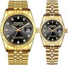 Amazon.com: JewelryWe Gold Couple Matching Watches: Stainless ...