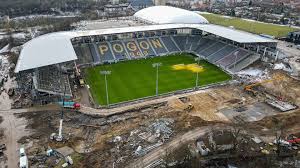 Pogoń szczecin w roli gospodarza stadionu miejskiego im. Stadion Pogoni Szczecin Nowe Rzedy Trybuny Wschodniej I Zbrojenie Polnocnej Zdjecia Z Drona 22 01 2021 Gol24