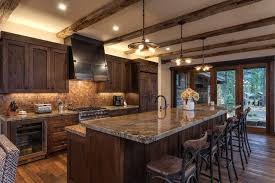 16 Classy Dark Wood Kitchens That Will Delight You Brown Kitchen Cabinets Dark Wood Kitchens Rustic Kitchen