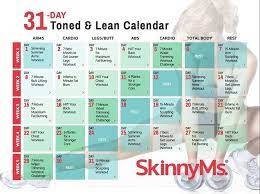 31 Day Toned Lean Fitness Calendar Workout Calendar Beauty Routine Calendar Everyday Beauty Routine