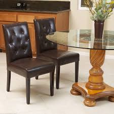 3 swatches for faux leather tufted carter upholstered dining chair. Happyplace Set Of 2 Elegant Brown Leather Dining Room Chairs With Tufted Backrest Chairs Indoor Buy Online In Luxembourg At Luxembourg Desertcart Com Productid 39679709