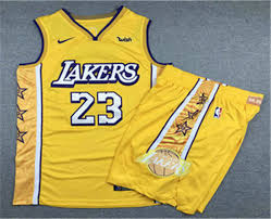The uniforms are in classic laker purple & gold and has every number retired by the lakers running down both sides. 2020 Men S Los Angeles Lakers 23 Lebron James Yellow Nike City Edition Swingman Jersey With Shorts Los Angeles Lakers Team Wear Lebron James