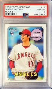 Los angeles angels rookie shohei ohtani has started his rookie season on fire, and the sports memorabilia world has taken notice. Shohei Ohtani 2018 Topps Heritage Rookie Card Rc Sp Psa 10 Gem Mint Angels Cards Psa Baseball Cards