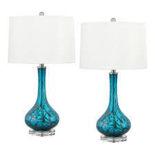Larger bright daisies elephant fused glass table art. Medallion Lighting Aversa 27 In Teal And Black Fused Glass Table Lamp Set Of 2 854dwre Stp The Home Depot