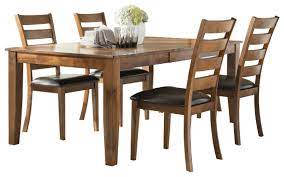 The stools come in a natural upholstery color, with a button tufted seat cushion. 5 Piece Mango Wood Dining Room Set Sadler S Home Furnishings Dining 5 Piece Sets