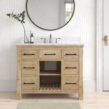 84 solid rubber/birch wood vanity in a distressed grey wood finish with a 3cm white carrara marble, 4 bs, and soft closing drawer tech. Birch Lane Eaddy 42 Single Bathroom Vanity Set Reviews Wayfair