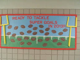 Football Bulletin Board For New Year Super Bowl Children Write Goals For The Year On The Football Bulletin Boards Sports Theme Classroom Goals Bulletin Board