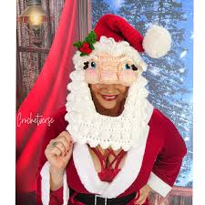 Crochet Santa Hat PDF Pattern Vintage Style Christmas Kringle Costume Full  Headpiece Cosplay