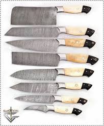 Cheap knife sets, buy quality home & garden directly from china suppliers:xyj 4pcs handmade forged carbon steel knife set 8'' chef 8'' cleaver 7'' santoku 7'' chopping knives chinese kitchen knife enjoy free shipping worldwide! Custom Damascus Steel 8 Pcs Kitchen Chef Knife Set White Knifes Knives Fancykitchenkitchenknifese Knife Set Kitchen Kitchen Knives Professional Kitchen Knives