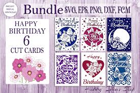 Download Happy Birthday Card Bundle 6 Birthday Cards Svg For Cricut 1424486 Paper Cutting Design Bundles