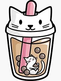 Bubble Tea With White Cute Kawaii Cat Inside Sticker By Bobateame Cute Animal Drawings Kawaii Cute Food Drawings Cute Cartoon Drawings