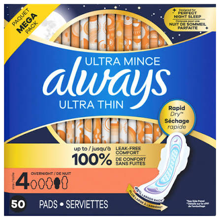 Save on Always Ultra Thin Size 4 Unscented Overnight Pads with Wings Order  Online Delivery | Food Lion
