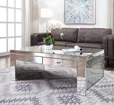 Acme Noralie Coffee Table In Mirrored Faux Diamonds Walmart Com Coffee Table Living Room Table Sets Coffee Table With Storage