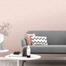 The living room of this brays island, south carolina, home is a study in patterns and textures, including throw pillows in clarence house and antique fortuny fabrics. Symmetry Pink And Rose Gold Geometric Curve Wallpaper By Rasch 310115