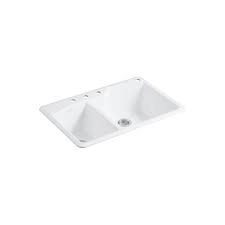Kohler Evier De Cuisine A Double Cuve Grande Moyenne Excentree Wheatland Installation Sur Home Depot Canada