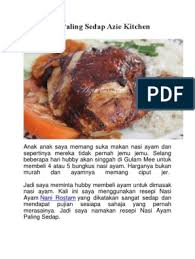 Resepi nasi beriani ayam azie kitchen. Resepi Nasi Ayam Sedap Nani Rostam Www Resepiku Buzz