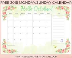 Free printable download at a piece of rainbow. Monthly Calendar 2018 For The Rest Of The Year Free Printable Printables And Inspirations