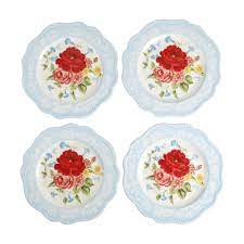 The Pioneer Woman Sweet Rose 10 98 Inch Scalloped Dinner Plates 4 Pack Walmart Com Dinner Plates Pioneer Woman Dinner Plate Sets