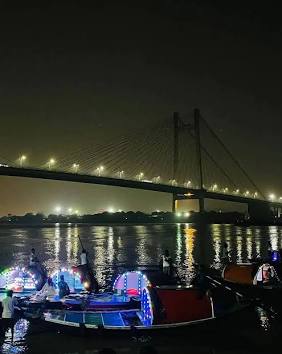 Prinsep Ghat bathed in evening lights, AI generated