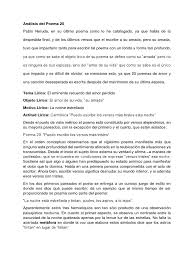 El poema 20 de pablo neruda trata sobre la pérdida del amor romántico y la nostalgia de recordar a la persona amada. Analisis Del Poema 20 Poesia Amor