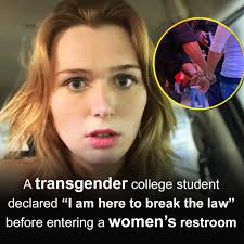 A transgender college student declared “I am here to break the law” before  entering a women's restroom at the Florida State Capitol and being led out  in handcuffs by police.