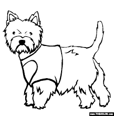 Scottish terrier purebred dog coloring book page. Dogs Online Coloring Pages