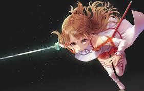 On a computer it is usually for the desktop, while on a mobile phone it. Wallpaper Id 125446 Yuuki Asuna Sword Art Online Anime Anime Girls Bangs Braided Hair Dress Thigh Highs Sword Warrior Girls Dark Background Simple Background Sparks Detached Sleeves 2d Artwork Drawing Digital Art