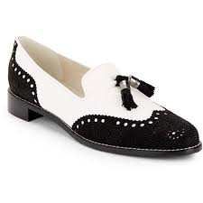 Black And White Loafers With Tassels Stuart Weitzman Black White Guything Two Tone Brogue Tassel Loafers 10 Liked On Polyvore Featuring Black And White Boots Stuart Weitzman Flats Loafers