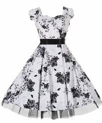 Black And White Dress Amazon Ladies 40s 50s Vintage Style White Floral Bow Detail Full Circle Prom Tea Dress Amazon Co Uk Clothing Vintage Dresses Tea Dress Dresses