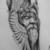 The greek and roman god apollo done in black and grey on guy's chest. 1