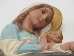 Holy Family Jesus Joseph Mary Chalkware Hanging 50 60s Vintage