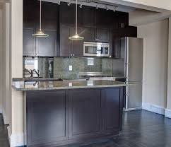 Not only do we design and install new cabinetry, we also offer you cabinet refacing. Dark Stained Shaker Cabinets Upper West Side New York City Ny Kitchen Reface