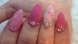 A visual guide to long or short, oval nails are always going to be a winner. Acrylic Nails Short Almond Shape Blooming Rose Nail Art Youtube