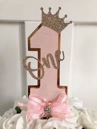 Choose from hundreds of plain and themed birthday party decorations including banners, bunting, paper decorations, pom poms, scene setters and more. 1st Birthday Cake Topper Pink Gold