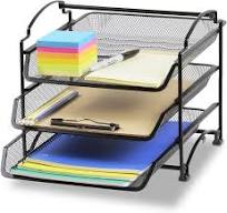 Simple Houseware 3-Tier Stackable and Sliding Desktop Document Letter Tray  Organizer, Black