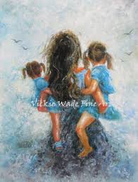 Mother Two Daughters Art Print Mother Paintings Mom Two Girls Carrying Mother S Day Gift Girls Room Mother Daughter Hug Vickie Wade In 2021 Mother Painting Mother Daughter Art Mother Art