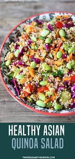 Quinoa Is A Great Source Of Protein And Makes A Great Hearty Healthy And Delicious Salad This Healthy Asian Quinoa Salad Easy Quinoa Salad Delicious Salads