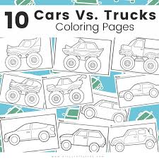 A monster truck or monster truck is a 4x4 vehicle with oversized wheels, serving as an attraction during shows. 10 Cars Vs Monster Trucks Coloring Pages Arty Crafty Kids