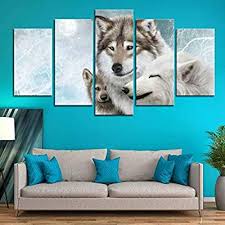 Gift other wolf items like wolf jewelry, a wolf throw or wolf cocktail glasses and. Modern Canvas Painting Wall Art Pictures 5 Pieces Forest Animal White Smile Wolf Home Decor Living Room Hd Printed Poster Frame Wall Art Painting 30x40cm 60cm 80cm Buy Online At Best Price In Uae