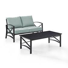 Stylish & luxurious outdoor sofa sets. Crosley Furniture Kaplan 2 Piece Metal Patio Outdoor Seating Set With Mist Cushion Loveseat Coffee Table Ko60010bz Mi The Home Depot