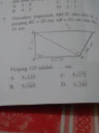 Pada trapesium abcd di samping diketahui bahwa. Diketahui Trapesium Abcd Siku Siku Di A Panjang Bc 20 Cm Ab 63 Cm Dan Ad 16 Cm Panjang Cd Brainly Co Id
