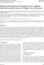 isolation and spasmolytic evaluation of new alkaloids from